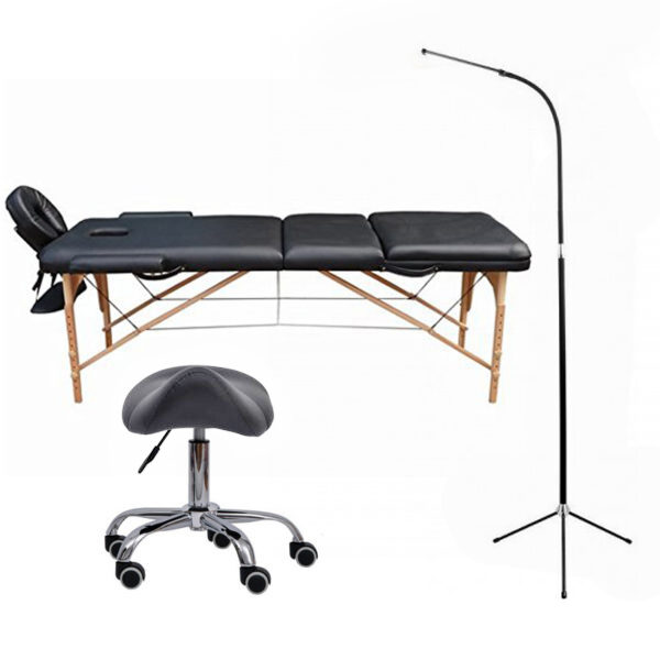 Combo Arredo Studio - Lettino Black + Sgabello + Lampada Led