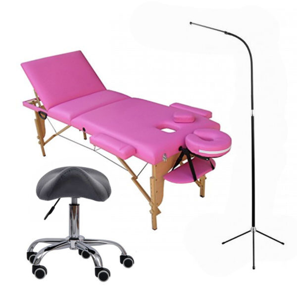Combo Arredo Studio - Lettino Pink + Sgabello + Lampada Led