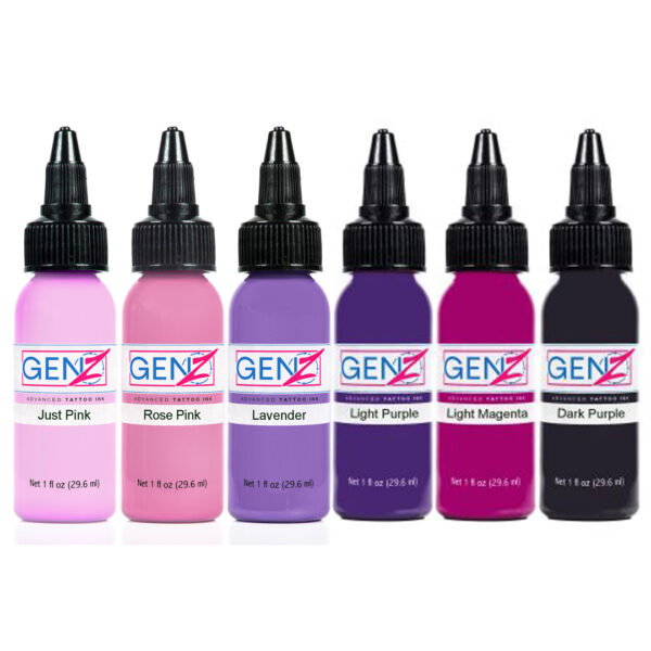 Intenze GEN-Z Tattoo Ink – Pink and Purple Set 6x30ml