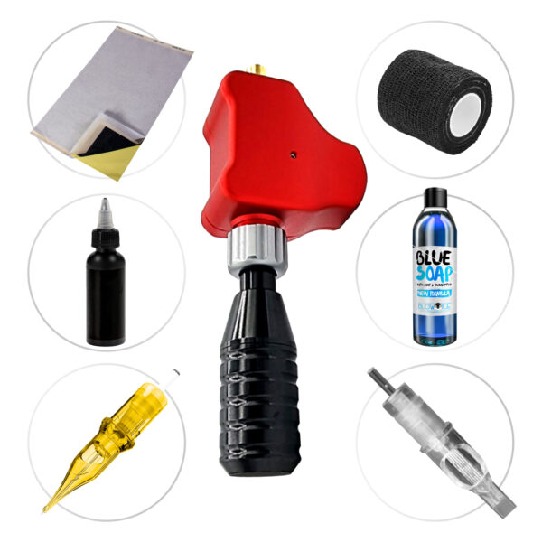Kit Starter Completo Professionale per Tatuaggi con Rotativa Fast Cartucce