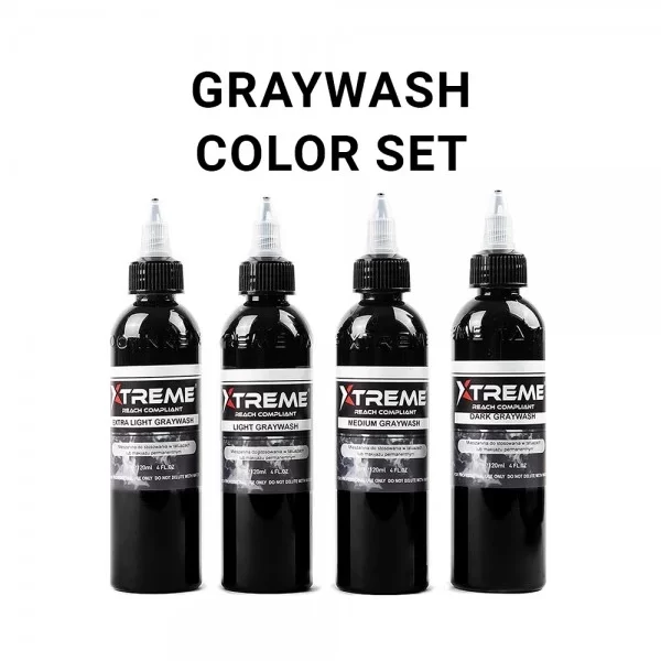 XTREME ADVANCED TATTOO INK - GRAYWASH SET 4x120ml o 4x30ml