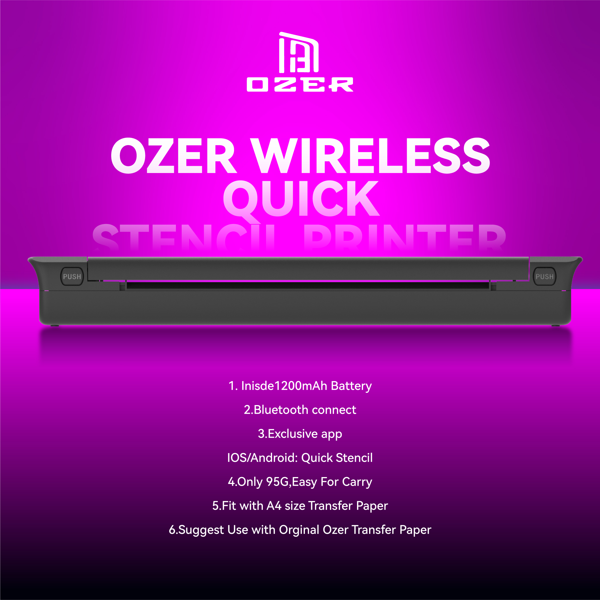 Stampante Termica a Batteria per Stencil Original OZER Wireless Bluetooth - immagine 6