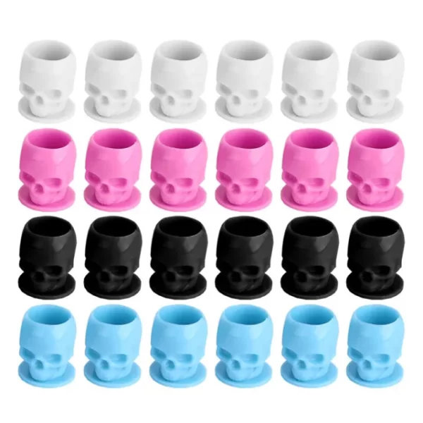 Tappini Porta Colore Teschio in Plastica con Base - 200pz