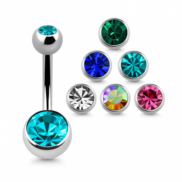 S Belly Navel - Ombelico Double Crystal