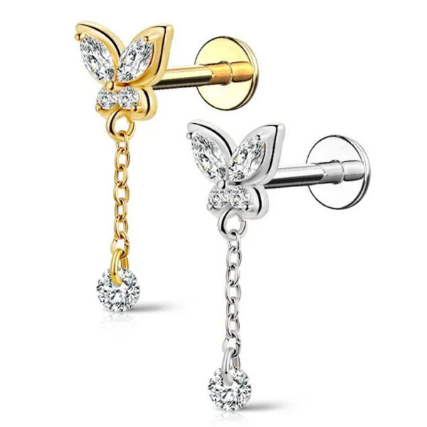 Realizzato in acciaio chirurgico 316L, materiale noto per la sua resistenza alla corrosione e biocompatibilità, il Labret Cindy è completamente nickel free, rendendolo ipoallergenico e sicuro anche per le pelli più sensibili. Inoltre, è disponibile in due raffinate finiture: oro e argento, per adattarsi a ogni stile ed esigenza.