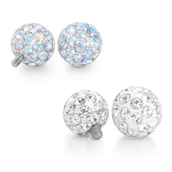 S Palline Resina con Swarovski - Filettatura Esterna