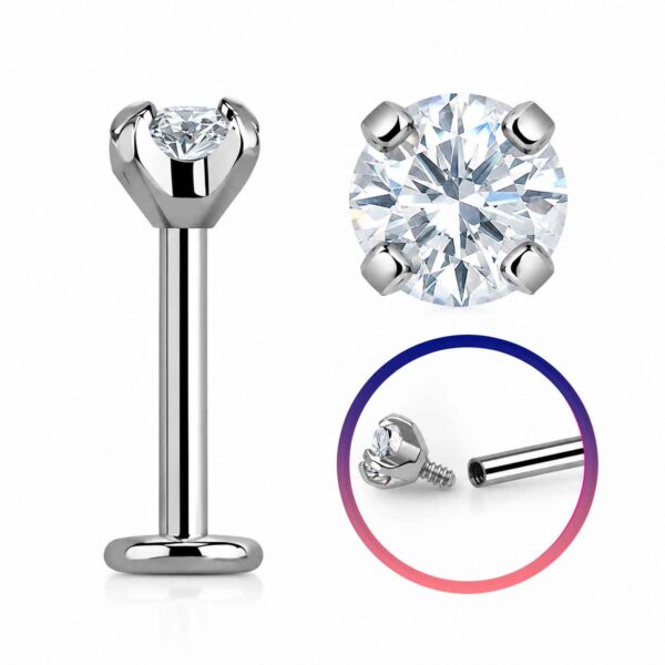 T Labret Sterile - Zircone Incastonato